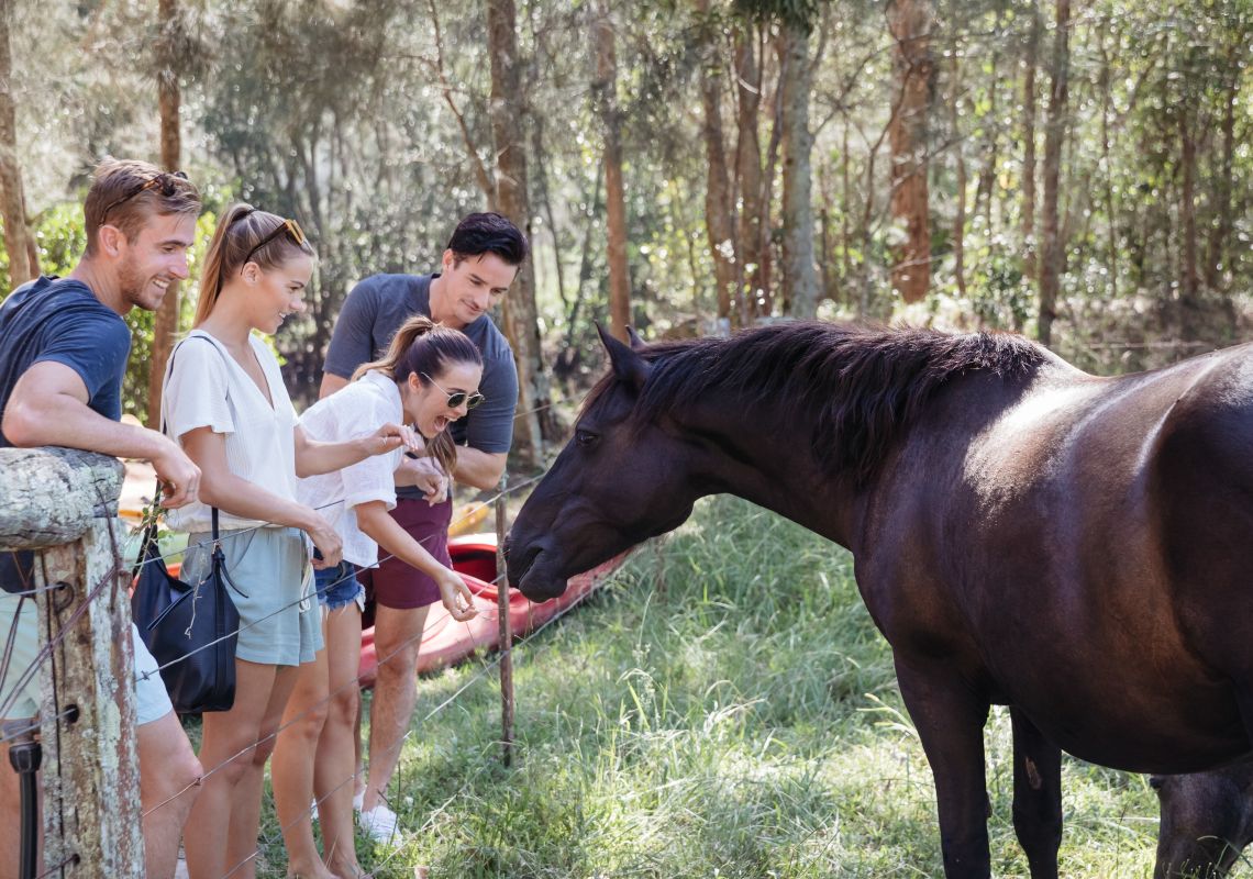 Friends enjoying a day out at Glenworth Valley on the Central Coast