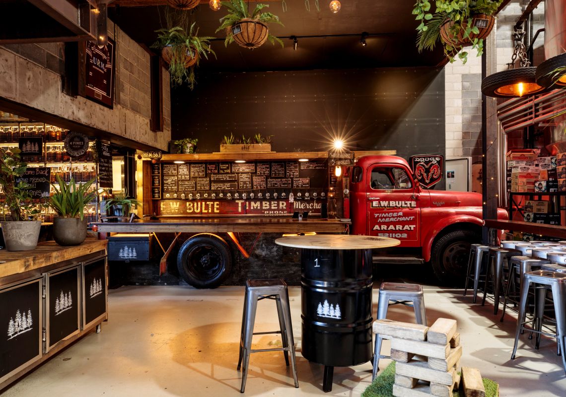 Interior of the 4 Pines Brewing Co. Truck Bar, Brookvale, Sydney