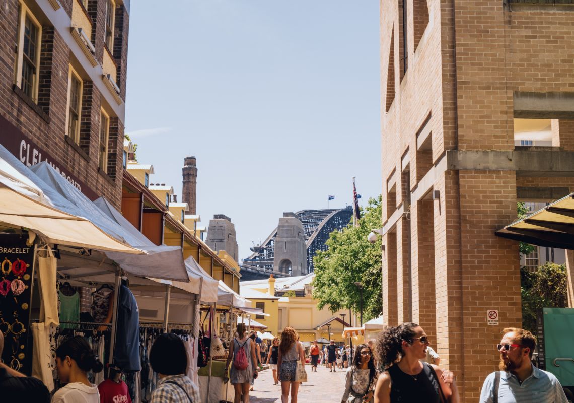 The Rocks Friday Markets on Playfair Street in The Rocks, Sydney City