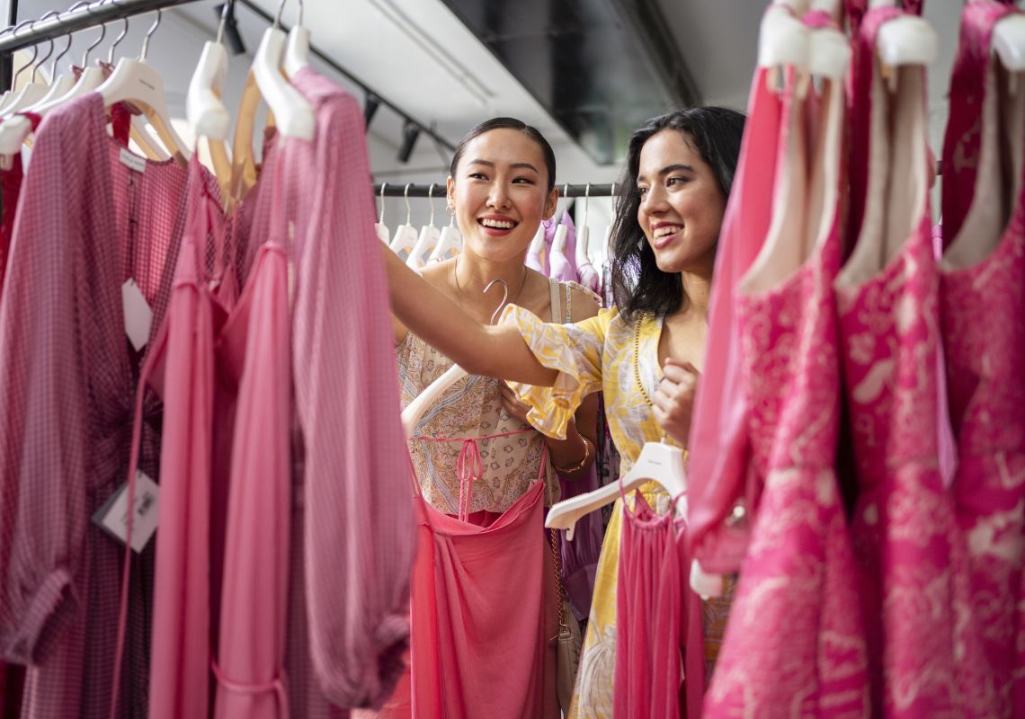 Friends enjoying a day of shopping at The Strand Arcade in Sydney CBD