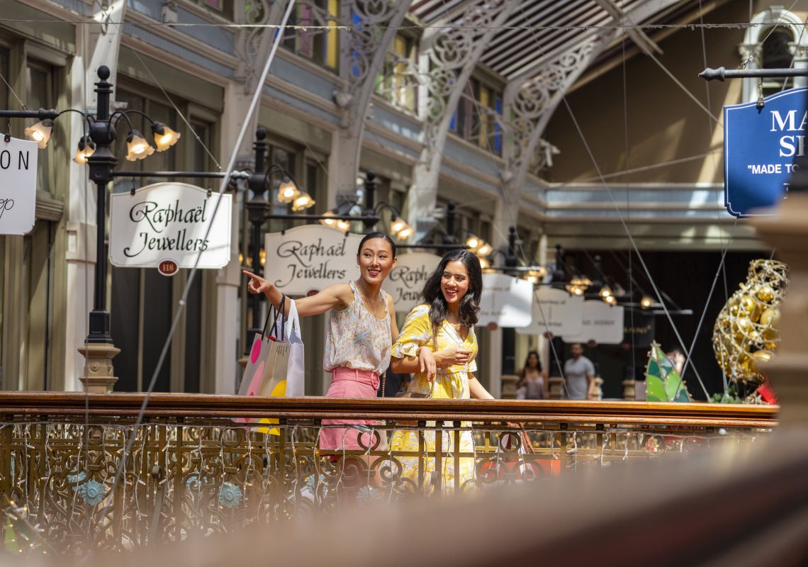 Friends enjoying a day of shopping at The Strand Arcade, Sydney City