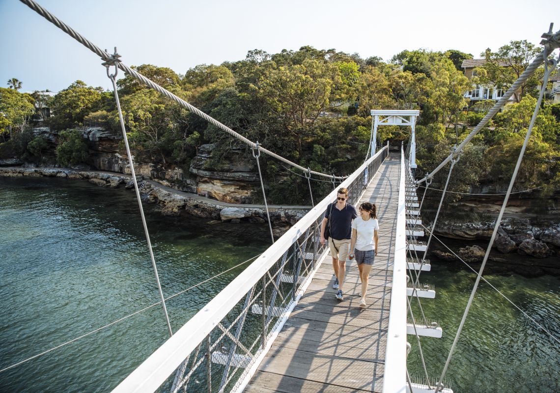 Couple enjoying a scenic walk around Parsley Bay, Vaucluse 