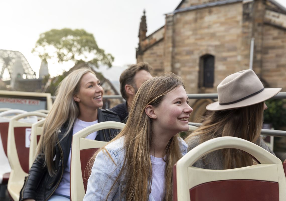 Family enjoying a tour of Sydney with Big Bus Sydney