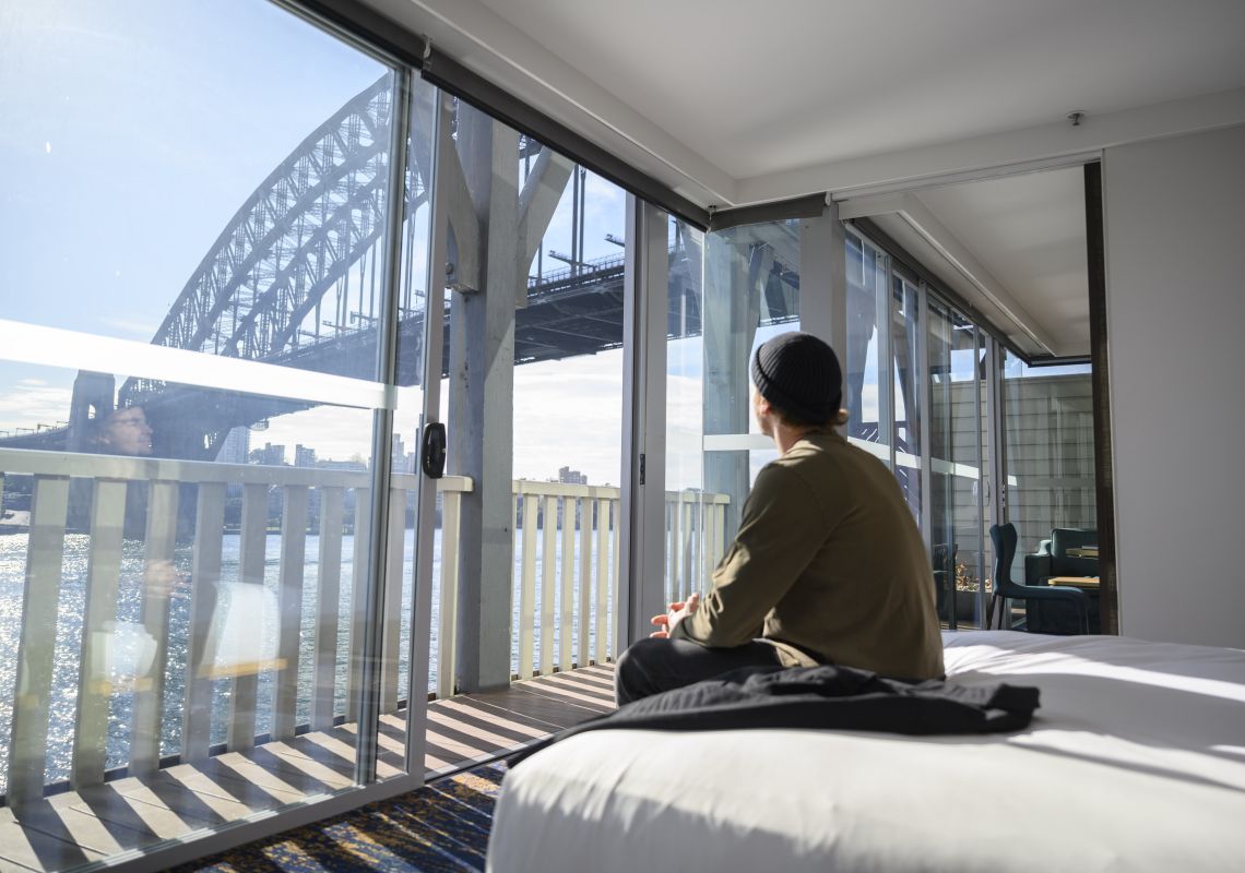 Hayden Quinn at his room in Pier One Sydney Harbour, Sydney Harbour
