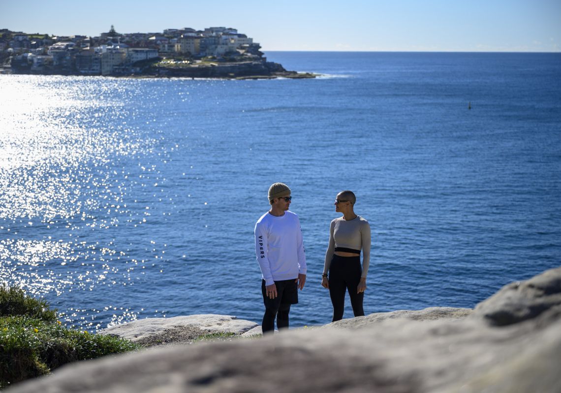 Hayden and Leah embark on the Bondi to Coogee Coastal Walk to finish off their morning exercise