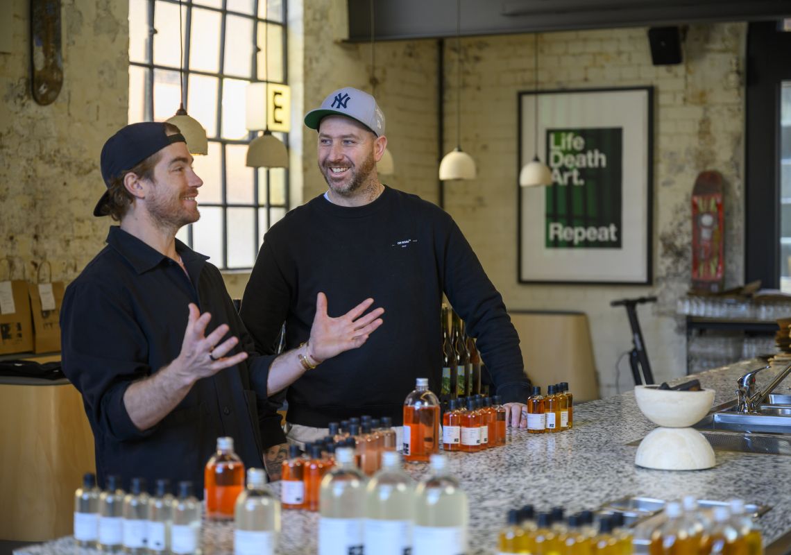 Hayden Quinn with Matt Whiley at Re. Bar in Eveleigh, Inner Sydney