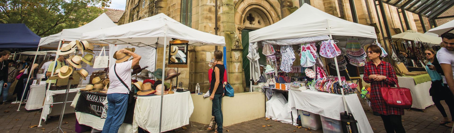 Sydney Markets Craft Fashion Food Night Stalls Ing Wares By The Sandstone Church Paddington Markets Sydney