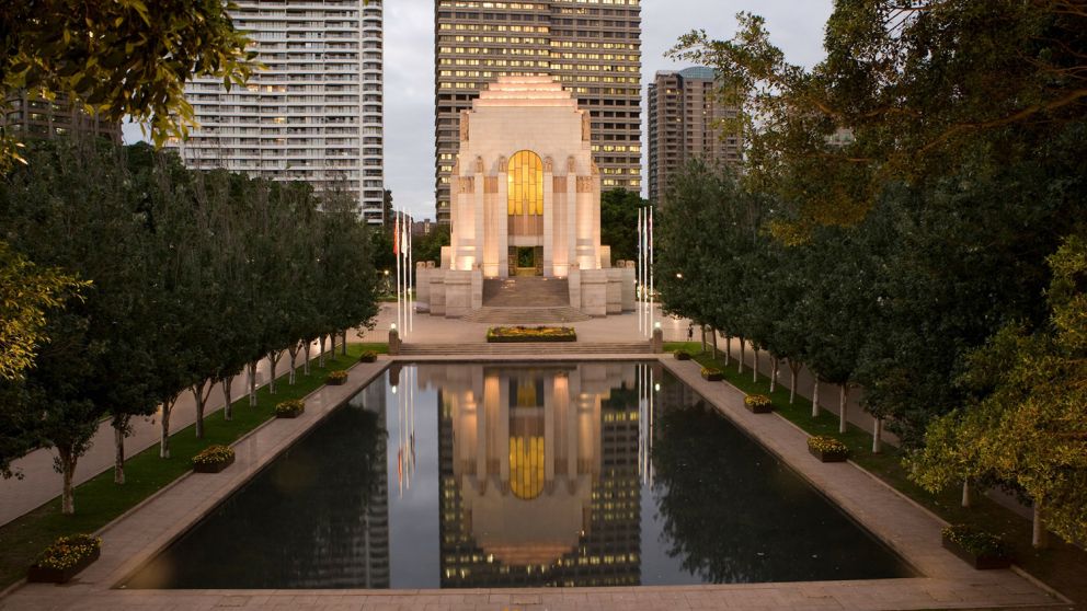Pool of Reflection and ANZAC Memorial in Hyde Park, Sydney