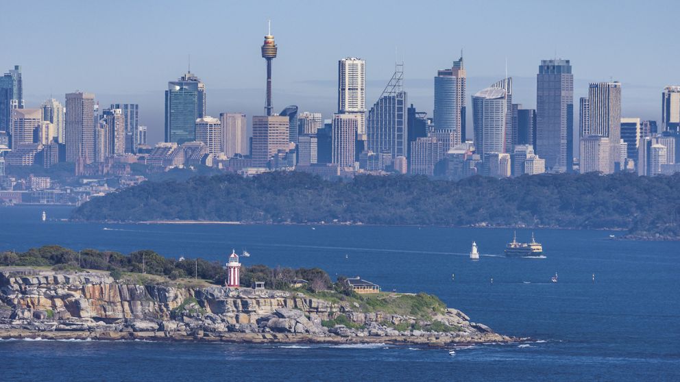 Views from North Head, Manly of the Sydney skyline including Vaucluse and Bradleys Head in Mosman