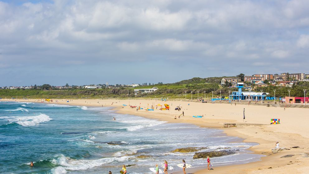 People entering the surf at Maroubra Beach in Maroubra, Sydney East