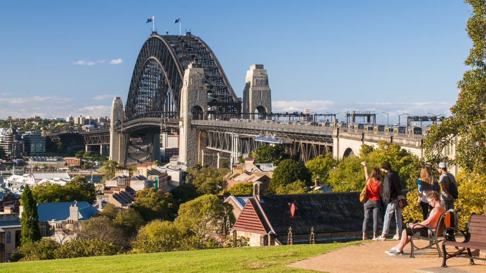 View to the Harbour Bridge from Observatory Hill, The Rocks