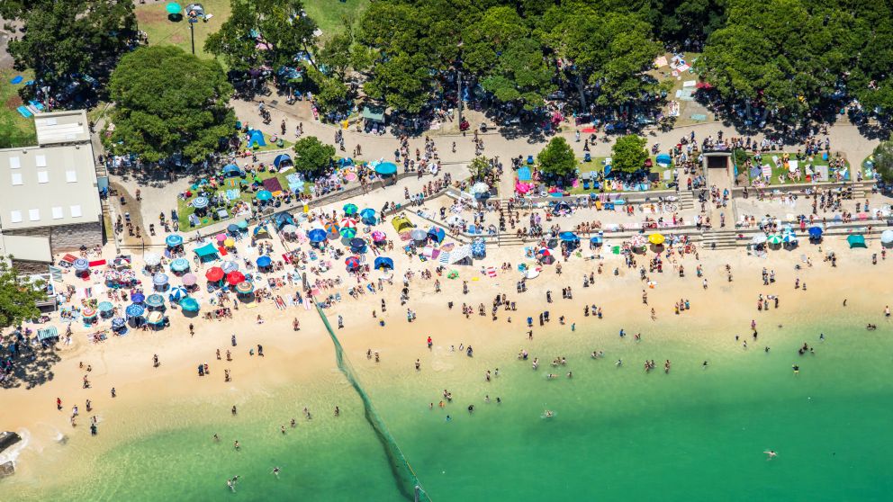 Crowds gathered at Shark Beach to watch the start of the 2018 Sydney to Hobart Yacht Race in Sydney Harbour