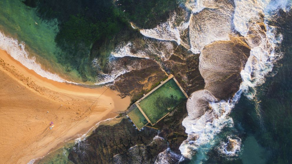Mona Vale Rockpool aerial shot, Northern Beaches