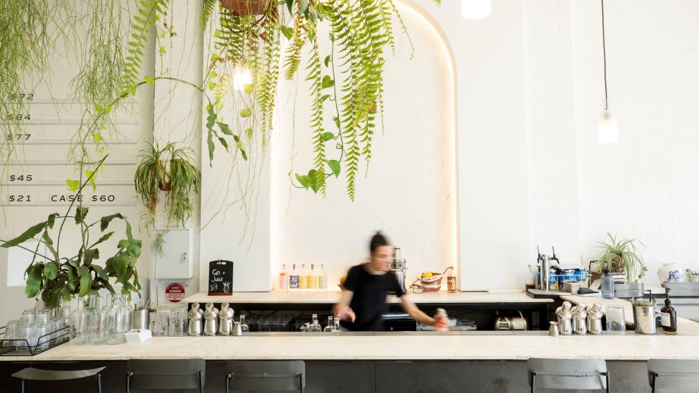 The bar at Poor Toms Gin Hall in Marrickville, Inner Sydney