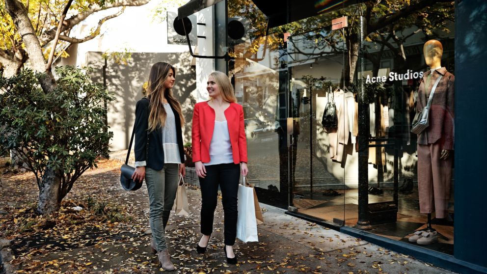 Women shopping for fashion labels along Glenmore Road in the Paddington shopping district, Sydney City