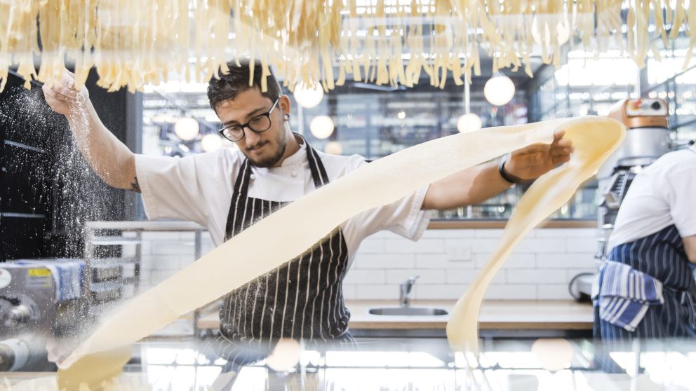 Chef at Flour Eggs Water in Tramsheds, Forest Lodge