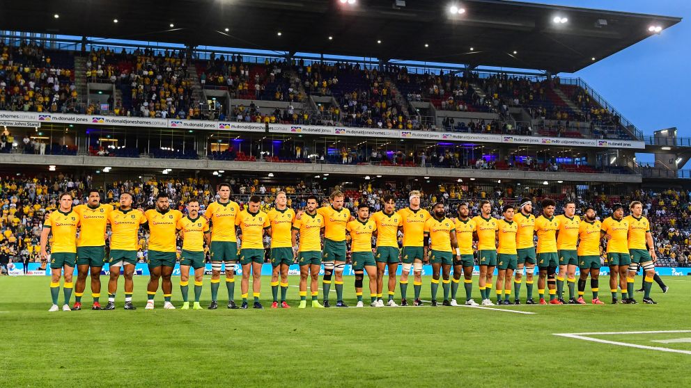 Wallabies singing national anthem - Credit: Stu Walmsley