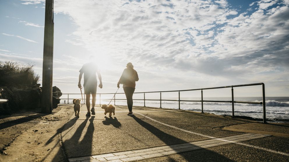 Locals enjoying a morning walk at South Cronulla Beach, Cronulla