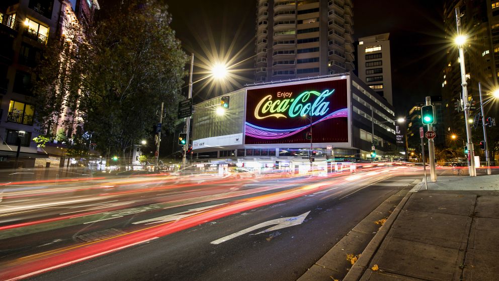 The iconic Coca-Cola LED billboard, Kings Cross