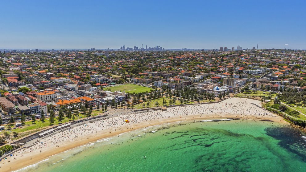 Aerial view of Coogee Beach at Coogee, Sydney east