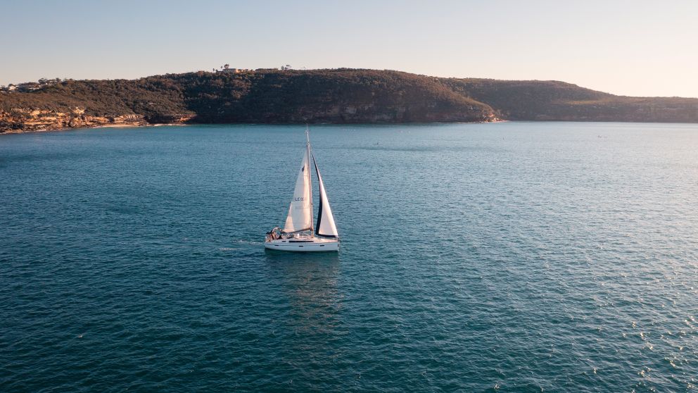 Yacht sailing through North Harbour, Sydney