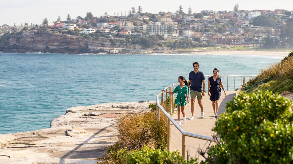Family enjoying the Bondi to Bronte walk in Sydney's Eastern Suburbs.