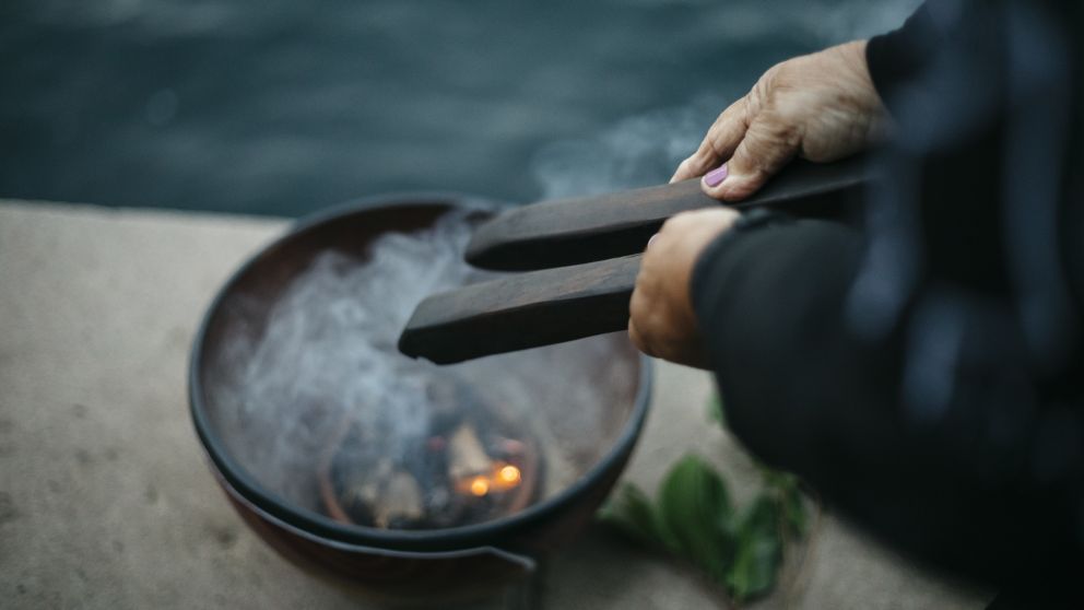 Smoking ceremony at Blues Point Reserve with Dreamtime Southern X