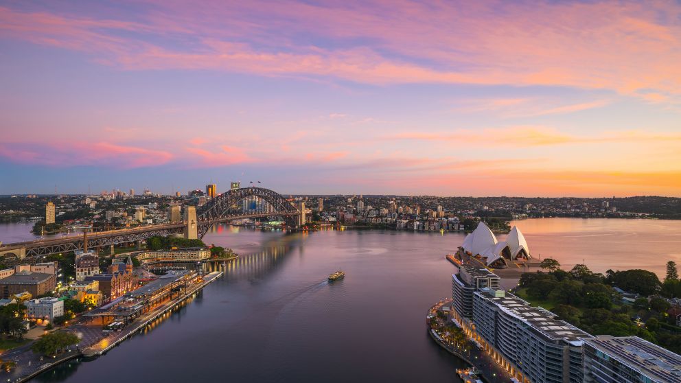 Sun rising over Circular Quay