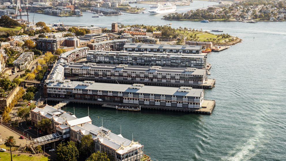 Views across Sydney Harbour facing west over Walsh Bay