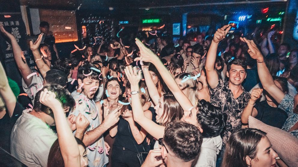 People enjoying DJ set at Goros, Surry Hills