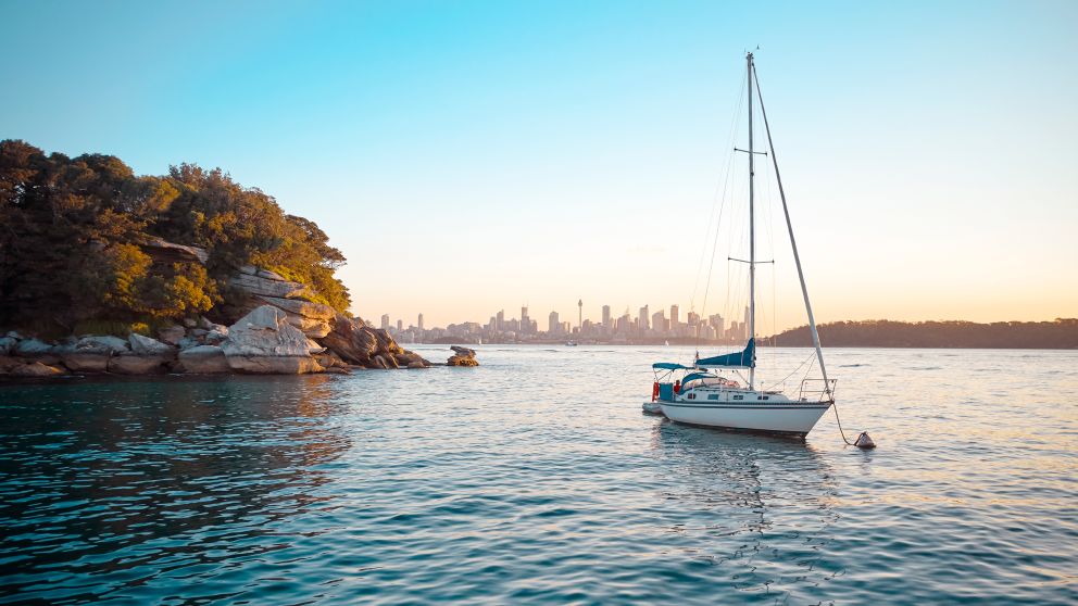 Boat moored in Vaucluse Bay near Nielsen Park, Vaucluse