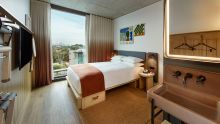 Moxy Hotel Sydney Airport, Mascot - Credit: Trav Media Australia View of hotel room at Moxy Hotel Sydney Airport, Mascot