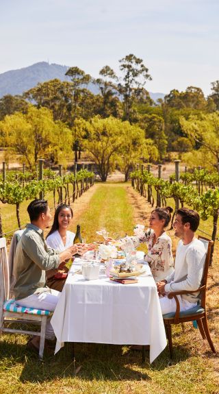 Friends enjoying a High Tea experience at Cambewarra Estate Winery, Bangalee