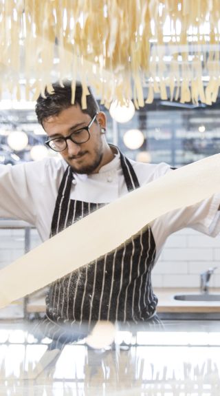 Chef at Flour Eggs Water in Tramsheds, Forest Lodge