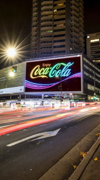 The iconic Coca-Cola LED billboard, Kings Cross