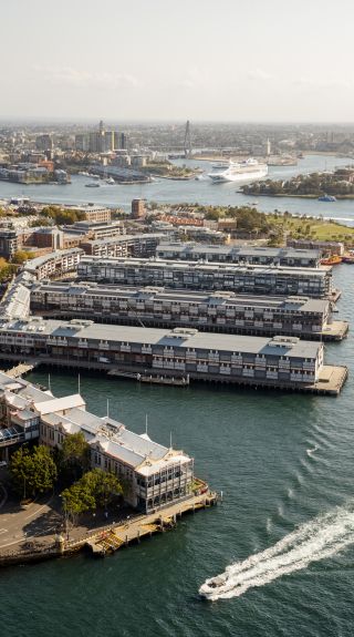 Views across Sydney Harbour facing west over Walsh Bay