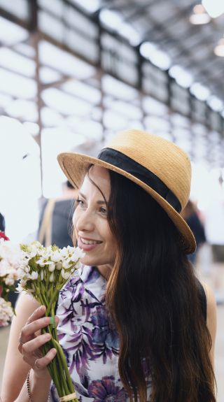 Friends enjoying a visit to the Carriageworks Farmers Markets, Eveleigh