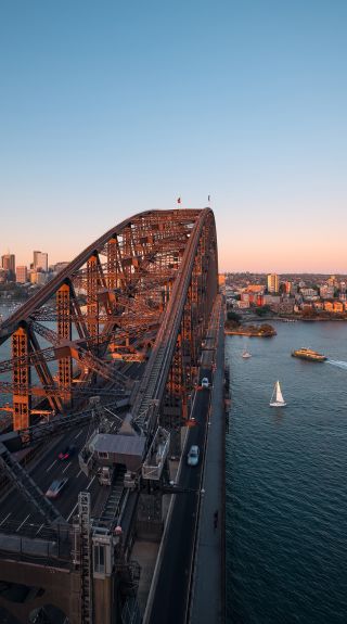 The Sydney Harbour Bridge spanning across Sydney Harbour, Sydney