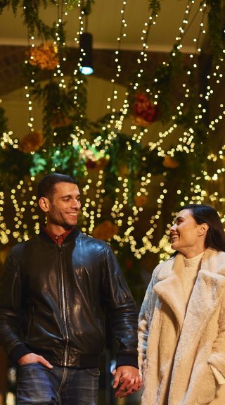 Couple enjoying an evening out in The Rocks, Sydney