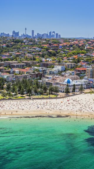 Aerial view of Coogee Beach at Coogee, Sydney east