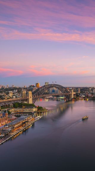 Sun rising over Circular Quay