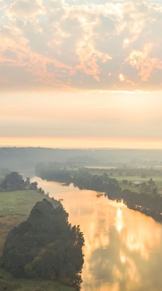 Sun rising over the Hawkesbury River, Windsor