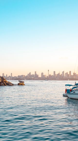 Boat moored in Vaucluse Bay near Nielsen Park, Vaucluse