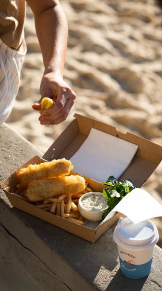 Fish and chips at Balmoral Beach, Mosman