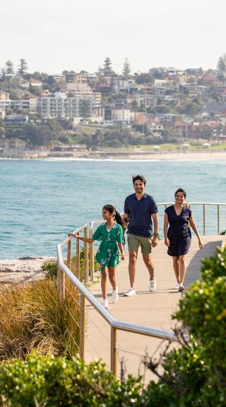 Family enjoying the Bondi to Bronte walk, Eastern Suburbs