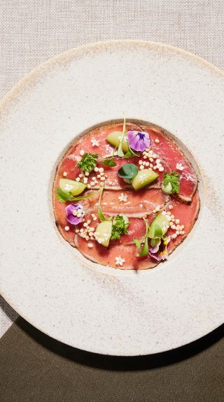 Wildfire Kingfish carpaccio, NEL - Credit: NEL