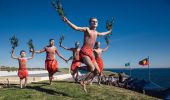 Aboriginal cultural dance and music performance at Blak Markets, Bare Island, La Perouse