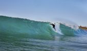 Surfer catches a wave at Mona Vale Beach