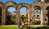 Couple relaxing in the heritage-listed Paddington Reservoir Gardens in Paddington, Sydney