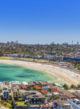 Aerial shot of Bondi Beach, Sydney